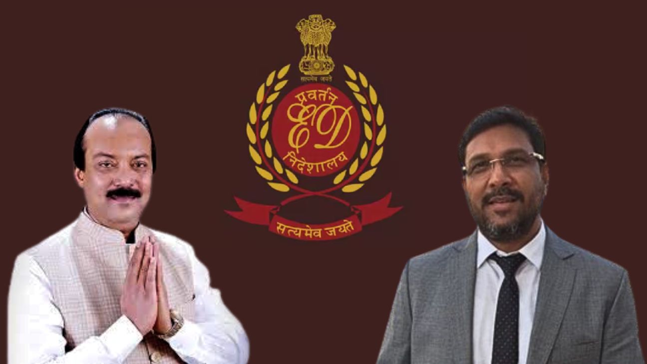 गुलाब यादव और संजीव हंस, प्रवर्तन निदेशालय की छापेमारी के बाद।